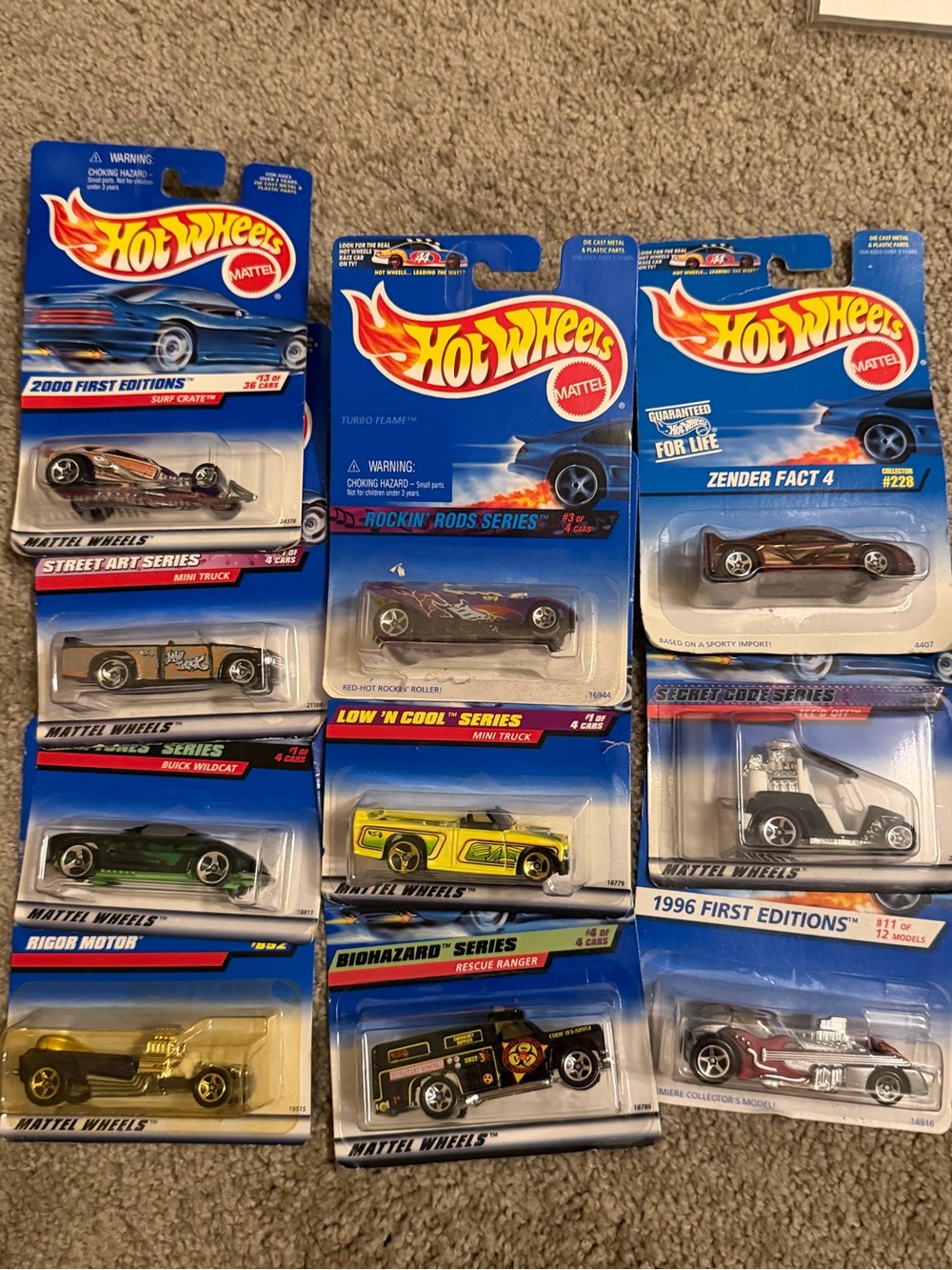 Hot Wheels Assortment - Blue Carded Die-Cast Cars (Pack of 10)